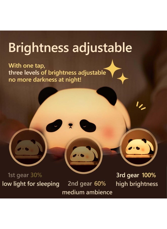 LED Squishy Panda Night Light, Soft Silicone Touch Lamp with 3-Level Dimming, USB Rechargeable Nursery Light for Baby Feeding & Kids Room Decor, Cute Gift - Image 4